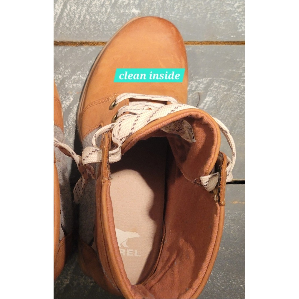 SOREL Joan of Arctic Wedge III Lexie Boots Women 7 Brown Leather Felt Waterproof - Picture 6 of 8